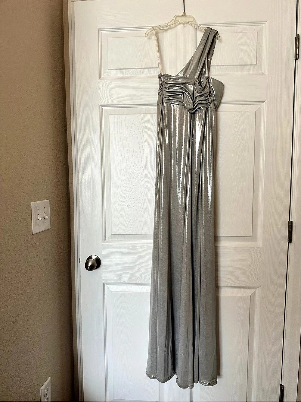 Jessica McClintock Metallic Draped Maxi Dress Size 4